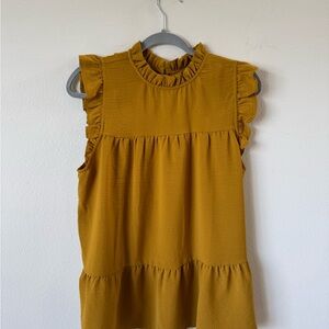 Babydoll Mustard Ruffle Blouse